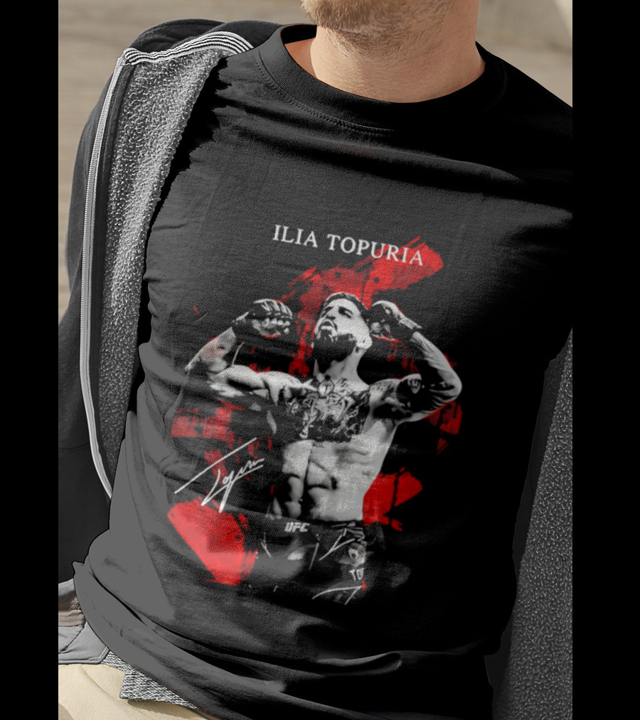 Ilia Topuria UFC Fighter Bold Red Abstract T-Shirt