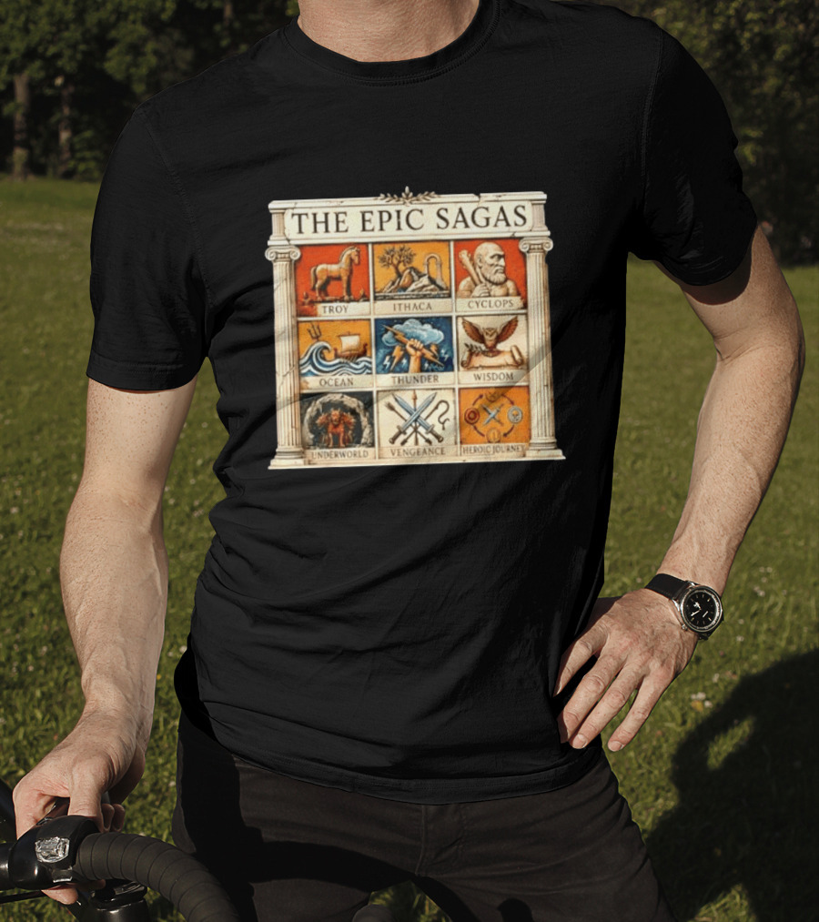 The Epic Sagas Odysseus Trojan War Ocean Thunder Underworld Cyclops Vengeance Heroic Journey T-Shirt
