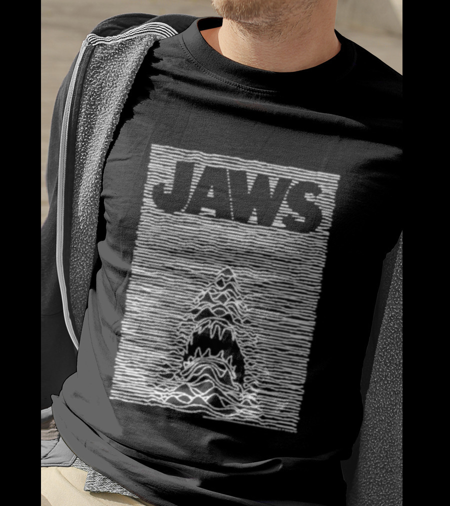 Jaws Unknown Pleasures Album Cover Mashup T-Shirt