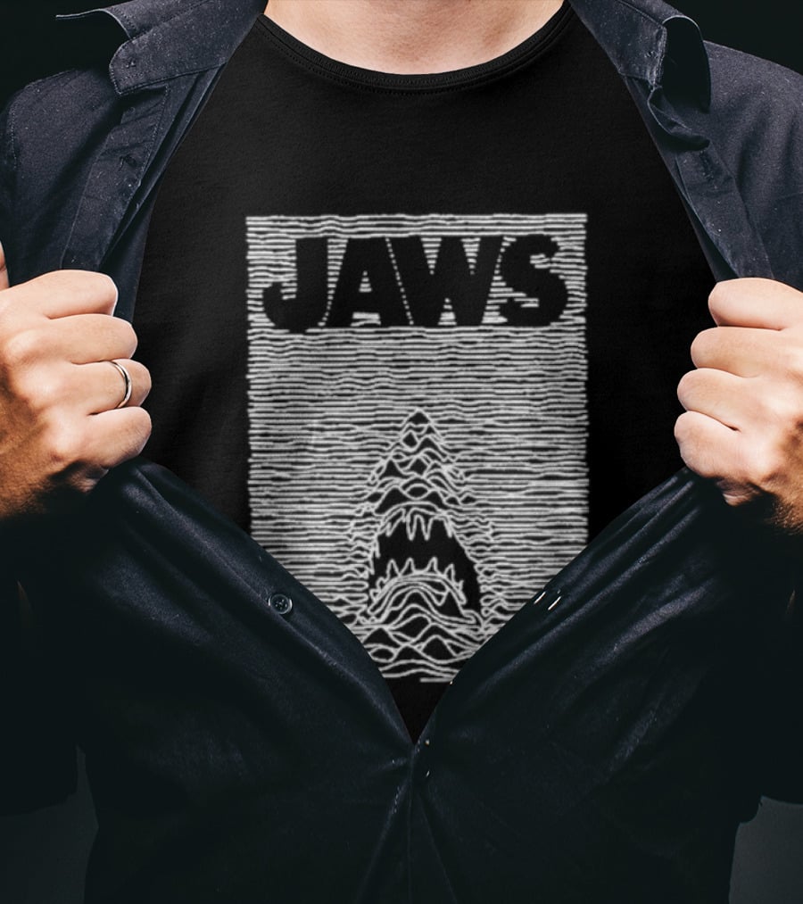 Jaws Unknown Pleasures Album Cover Mashup T-Shirt