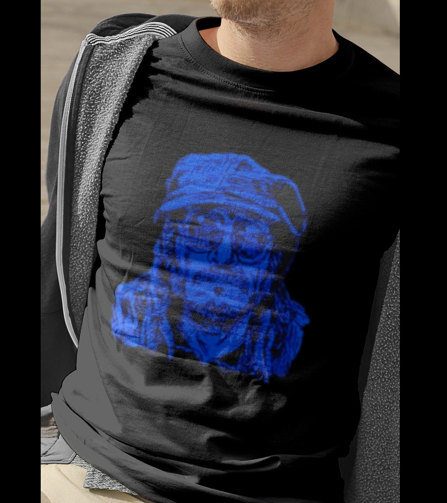 Keith Morris Blue Illustration Iconic Cap And Glasses T-Shirt