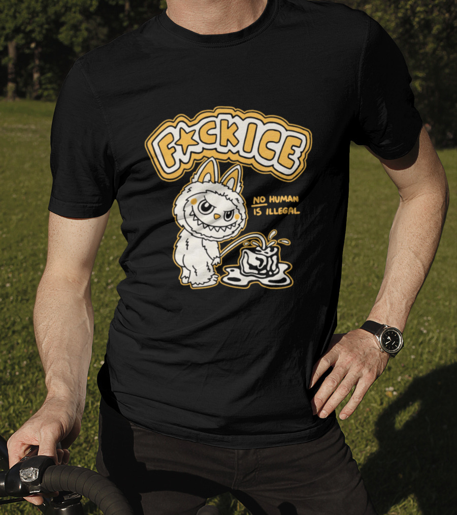 Fck Ice No Human Is Illegal Meme Labubu T-Shirt