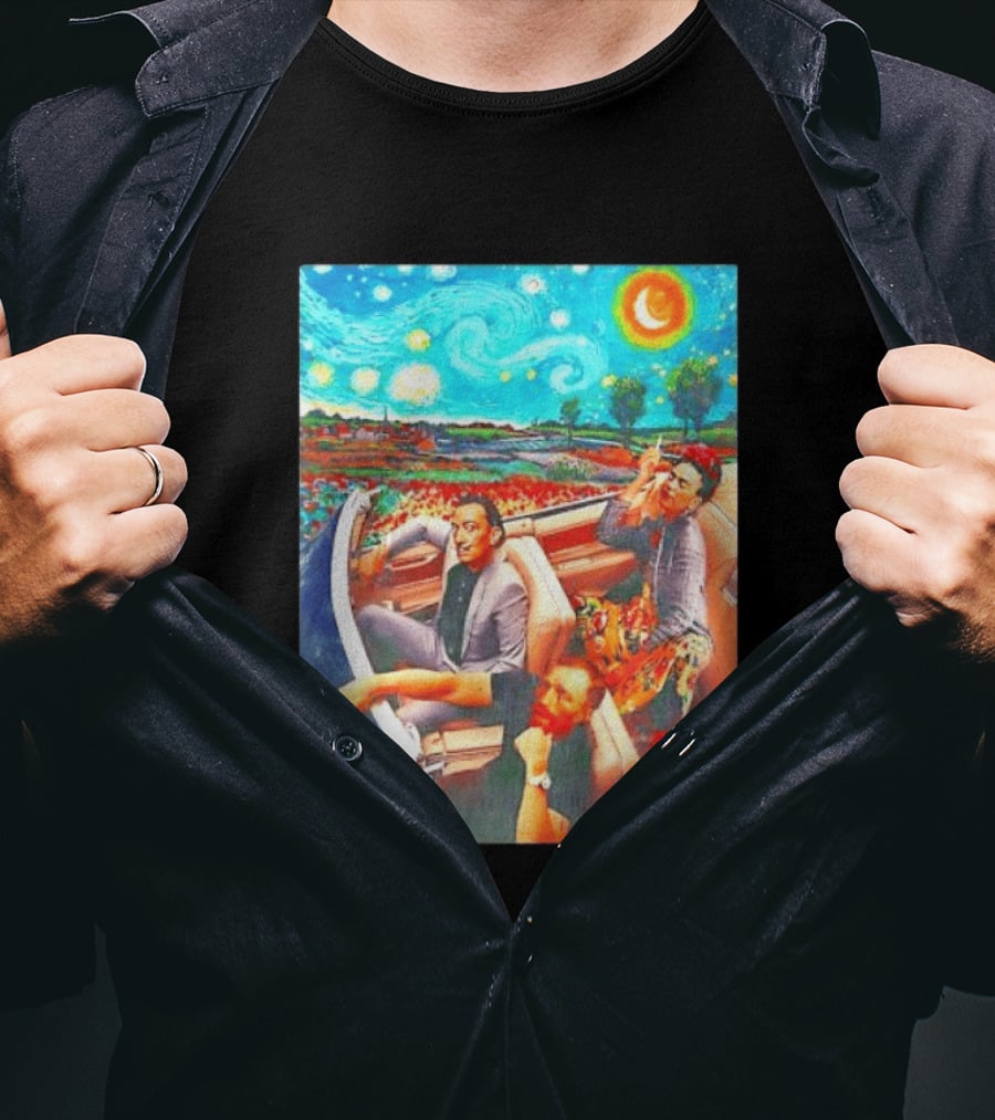 Salvador Dalí Frida Kahlo Vincent Van Gogh Starry Night Road Trip T-Shirt