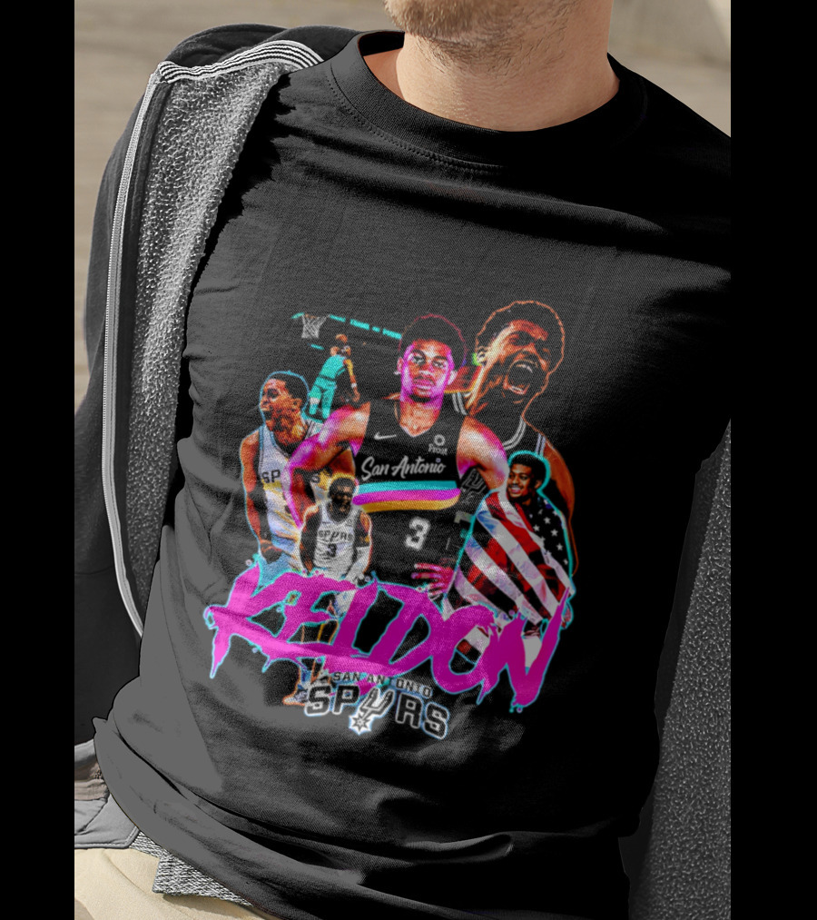 San Antonio Spurs Keldon Johnson Collage Vibrant Basketball Player T-Shirt