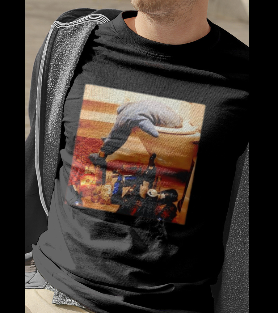 Shark Over Toilet With Alcohol Bottles Party Aftermath T-Shirt