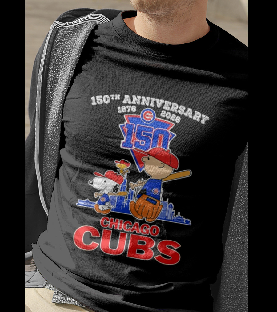Snoopy Charlie Brown Woodstock Chicago Cubs 150th Anniversary 1876 2026 MLB 150 T-Shirt