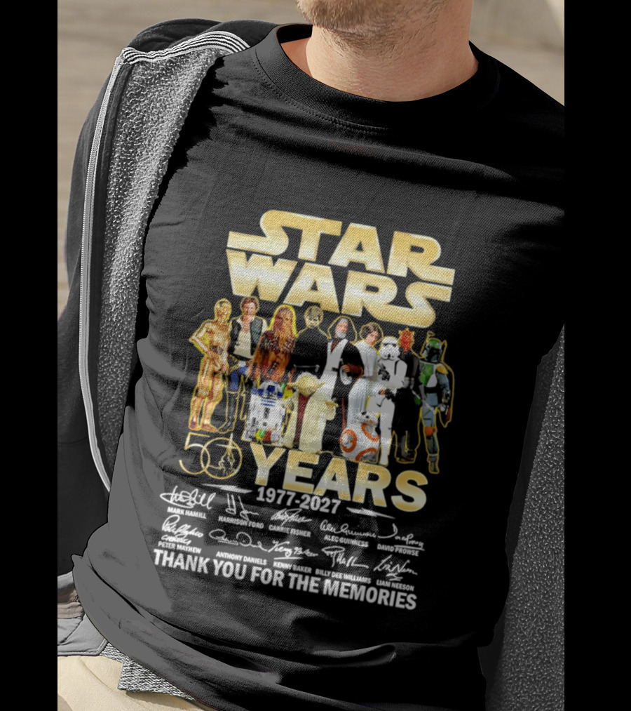 Star Wars 50 Years 1977 2027 Thank You For The Memories With Iconic Signatures T-Shirt