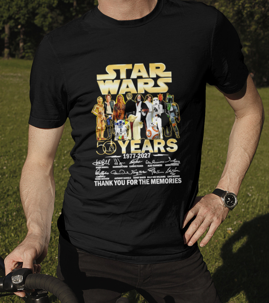 Star Wars 50 Years 1977 2027 Thank You For The Memories With Iconic Signatures T-Shirt