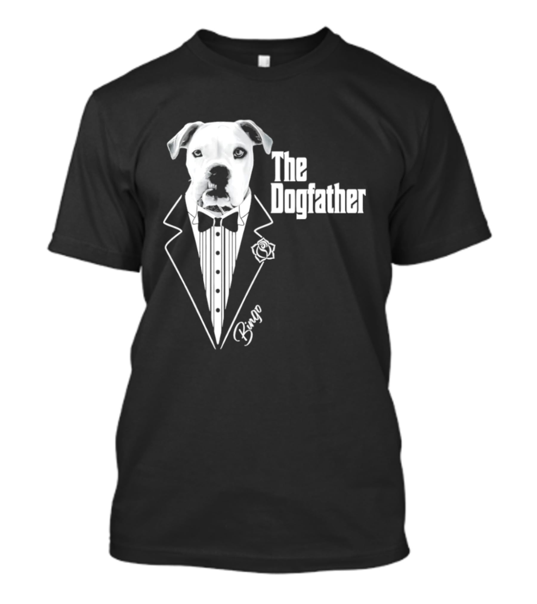 The Dogfather Bingo Tuxedo Bow Tie Rose Godfather Movie Pet Owner T-Shirt