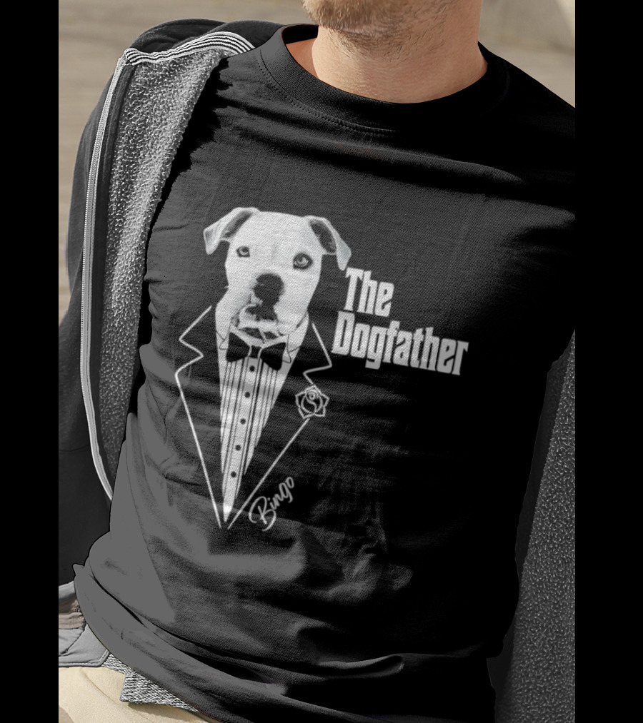 The Dogfather Bingo Tuxedo Bow Tie Rose Godfather Movie Pet Owner T-Shirt