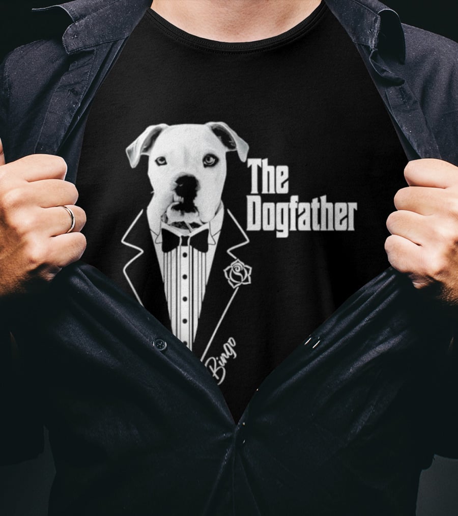 The Dogfather Bingo Tuxedo Bow Tie Rose Godfather Movie Pet Owner T-Shirt