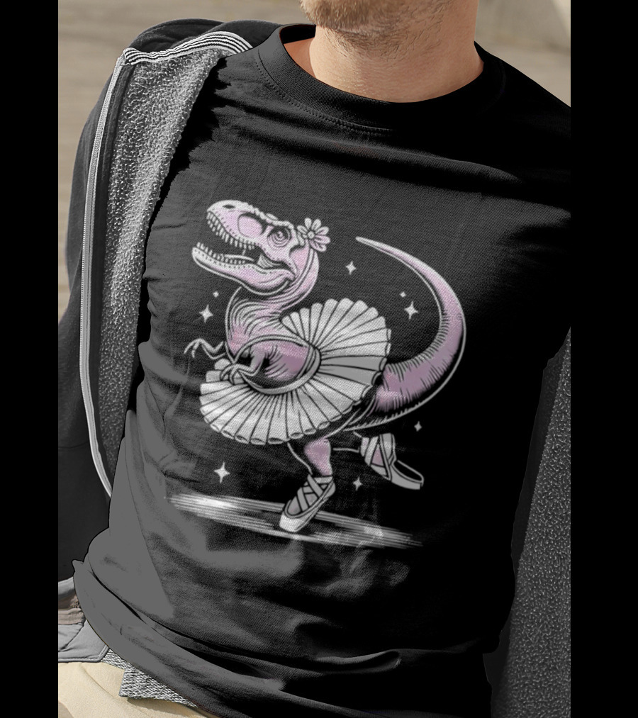 Tyrannosaurus Rex Pink Ballerina Tutu Pointe Shoes Dancing T-Shirt