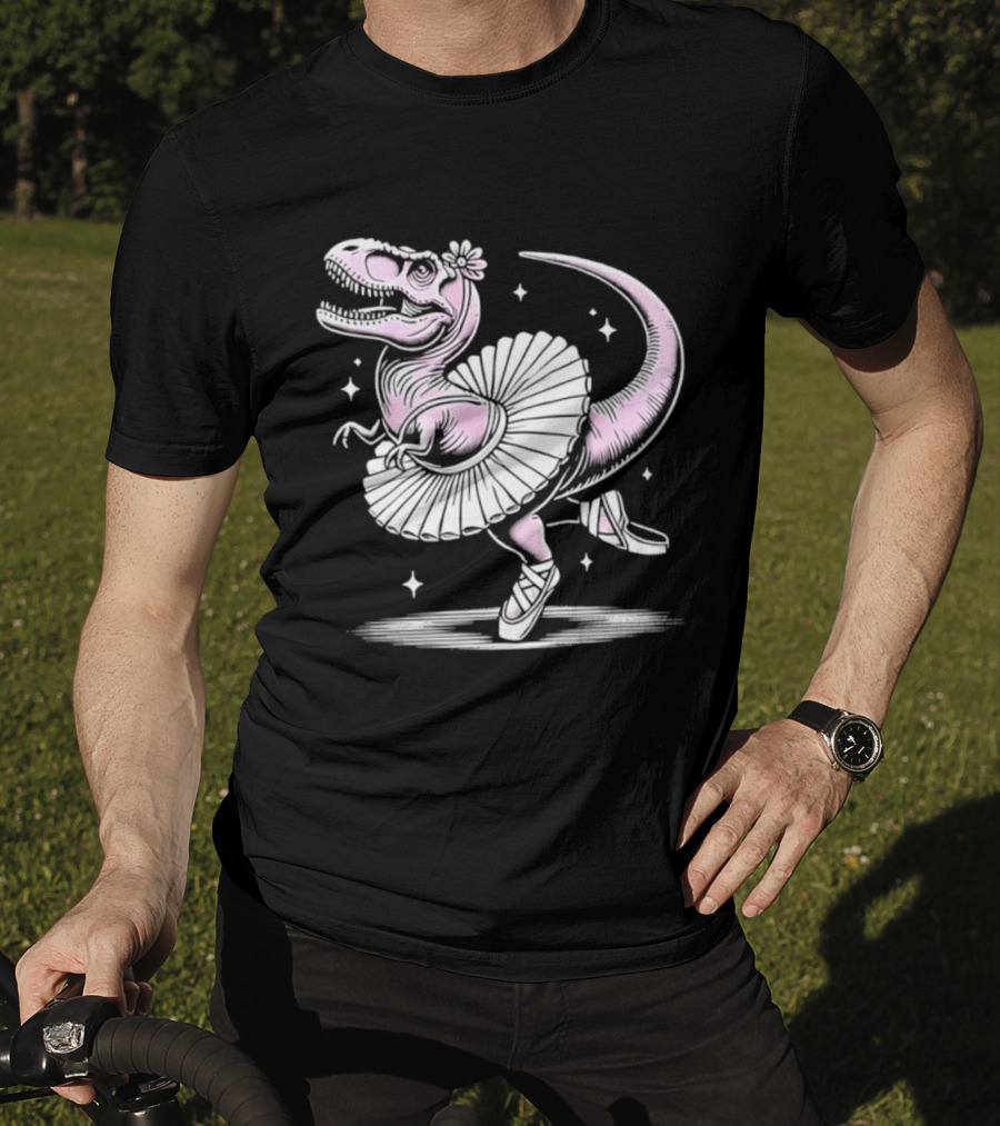 Tyrannosaurus Rex Pink Ballerina Tutu Pointe Shoes Dancing T-Shirt