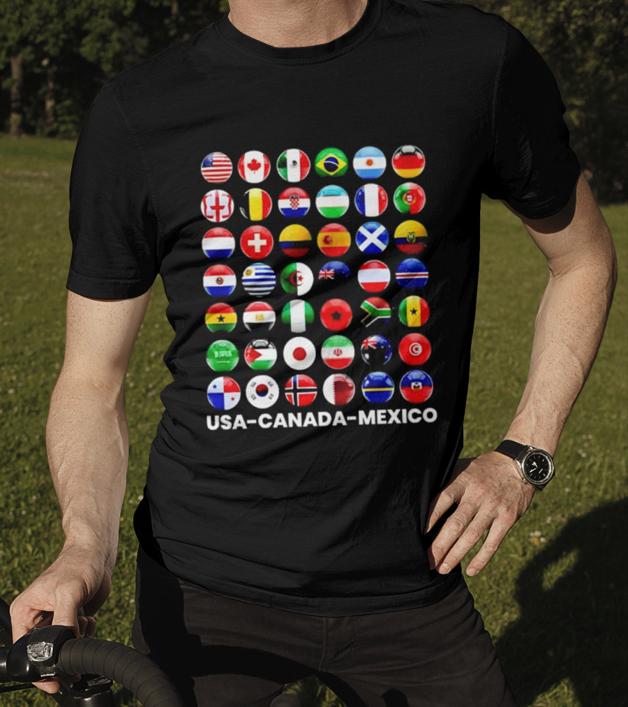 USA Canada Mexico Soccer Tournament All Country Flags United Nations Football Nations T-Shirt