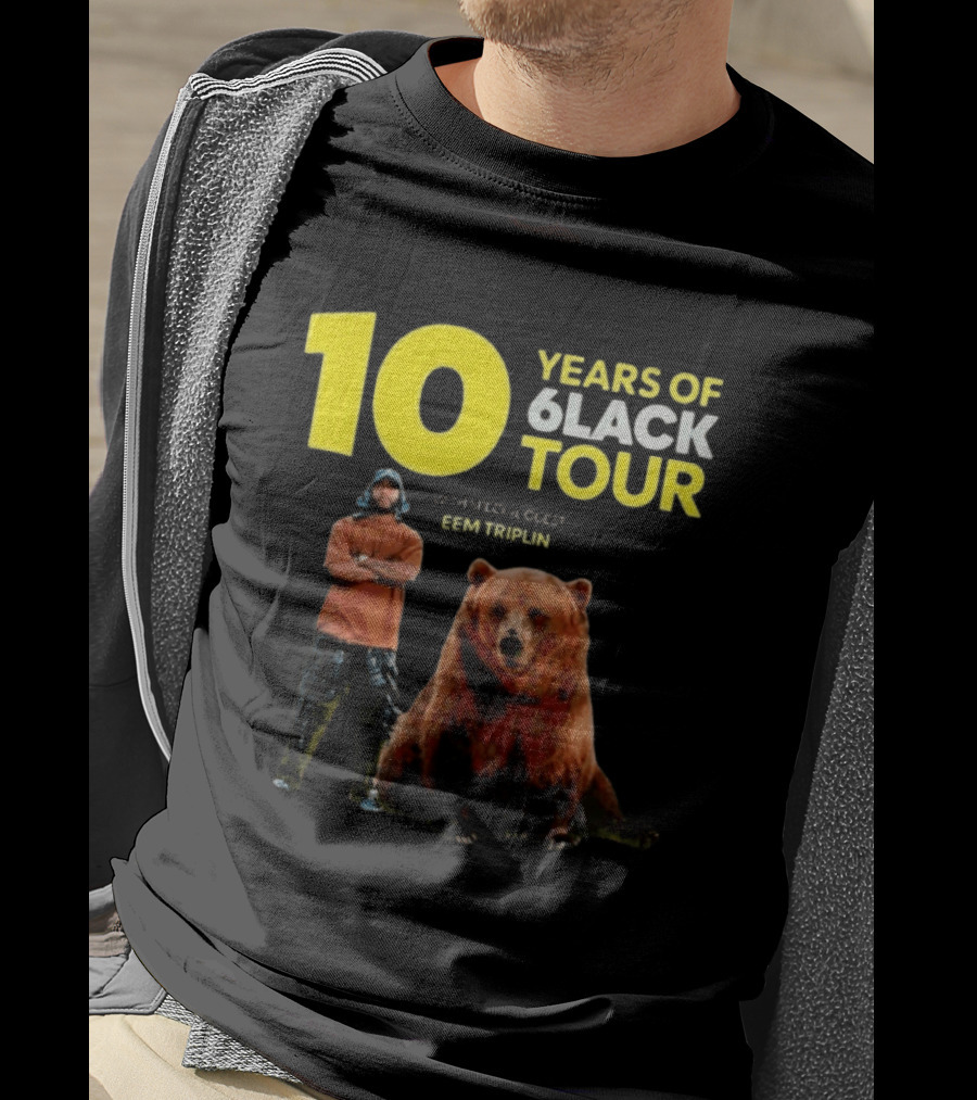 10 Years Of 6lack Tour Eem Triplin Brown Bear T-Shirt