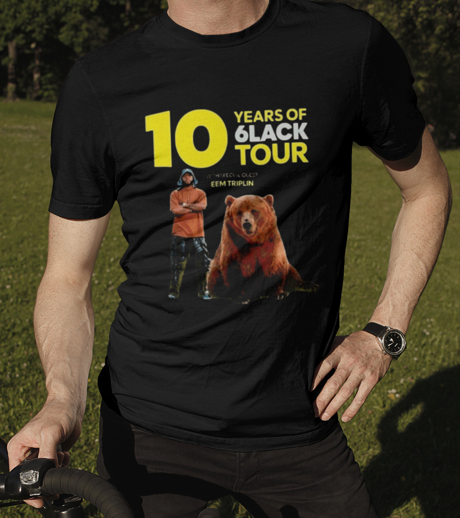 10 Years Of 6lack Tour Eem Triplin Brown Bear T-Shirt