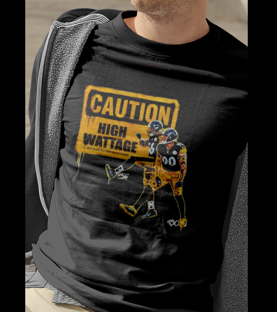 Caution High Wattage Alex Highsmith TJ Watt Pittsburgh Steelers Sack T-Shirt