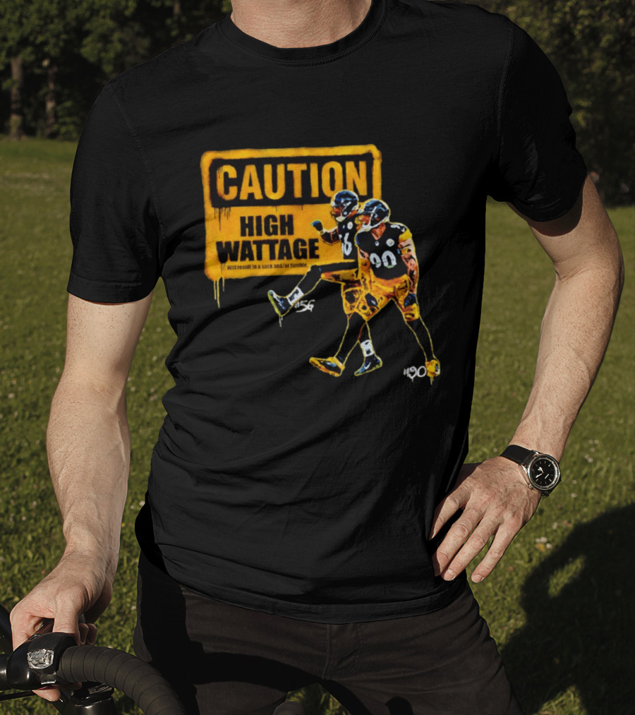 Caution High Wattage Alex Highsmith TJ Watt Pittsburgh Steelers Sack T-Shirt