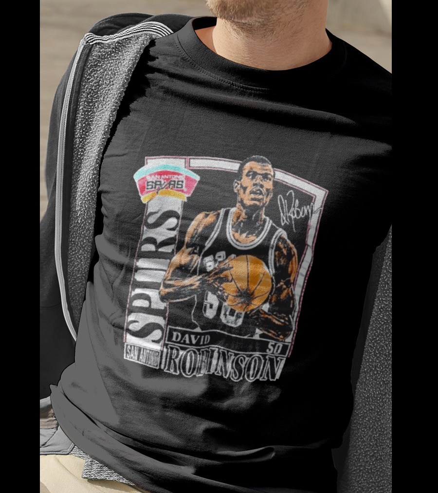 David Robinson San Antonio Spurs 50 Signature 90s Retro Basketball T-Shirt