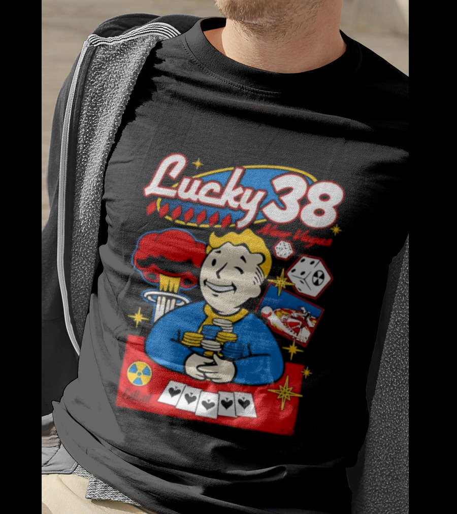 Lucky 38 New Vegas Vault Boy Poker Explosion T-Shirt