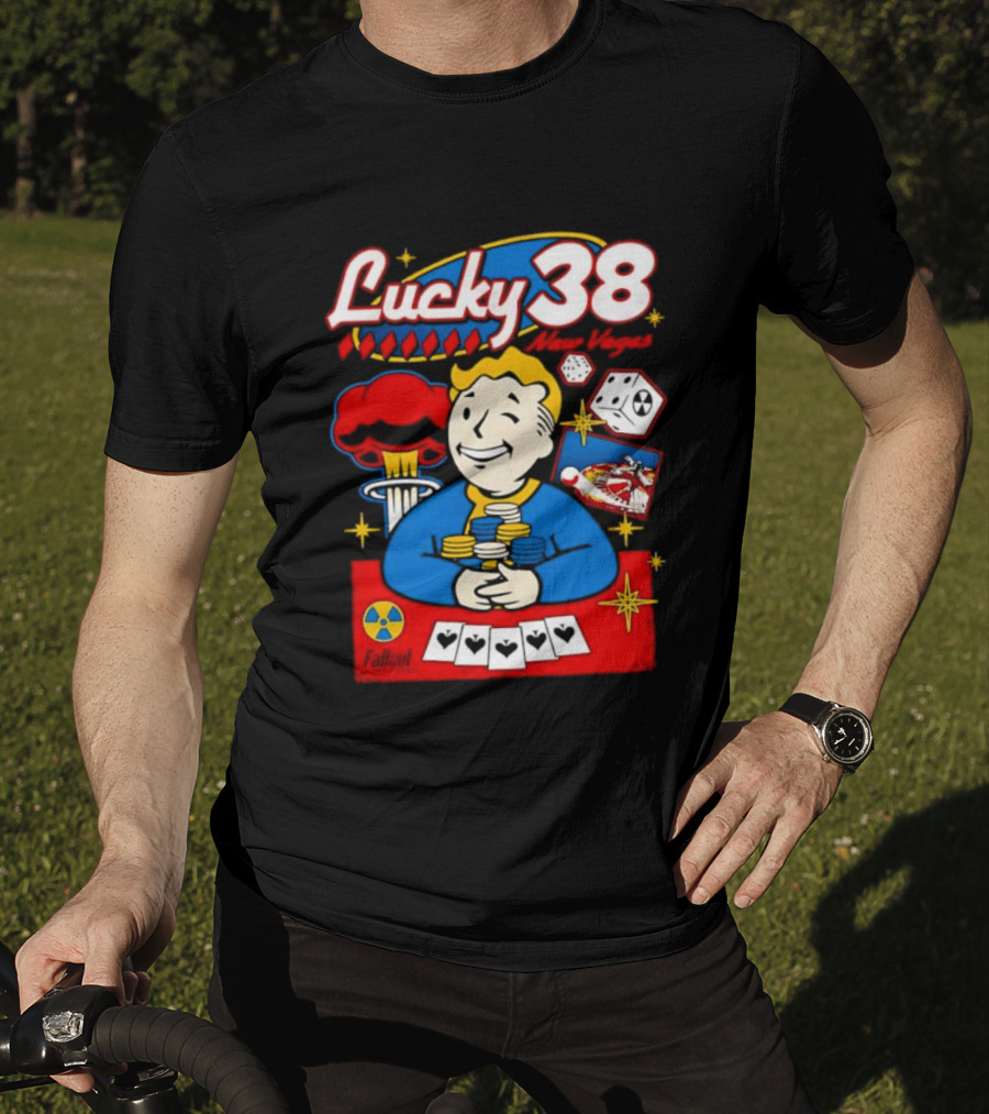 Lucky 38 New Vegas Vault Boy Poker Explosion T-Shirt