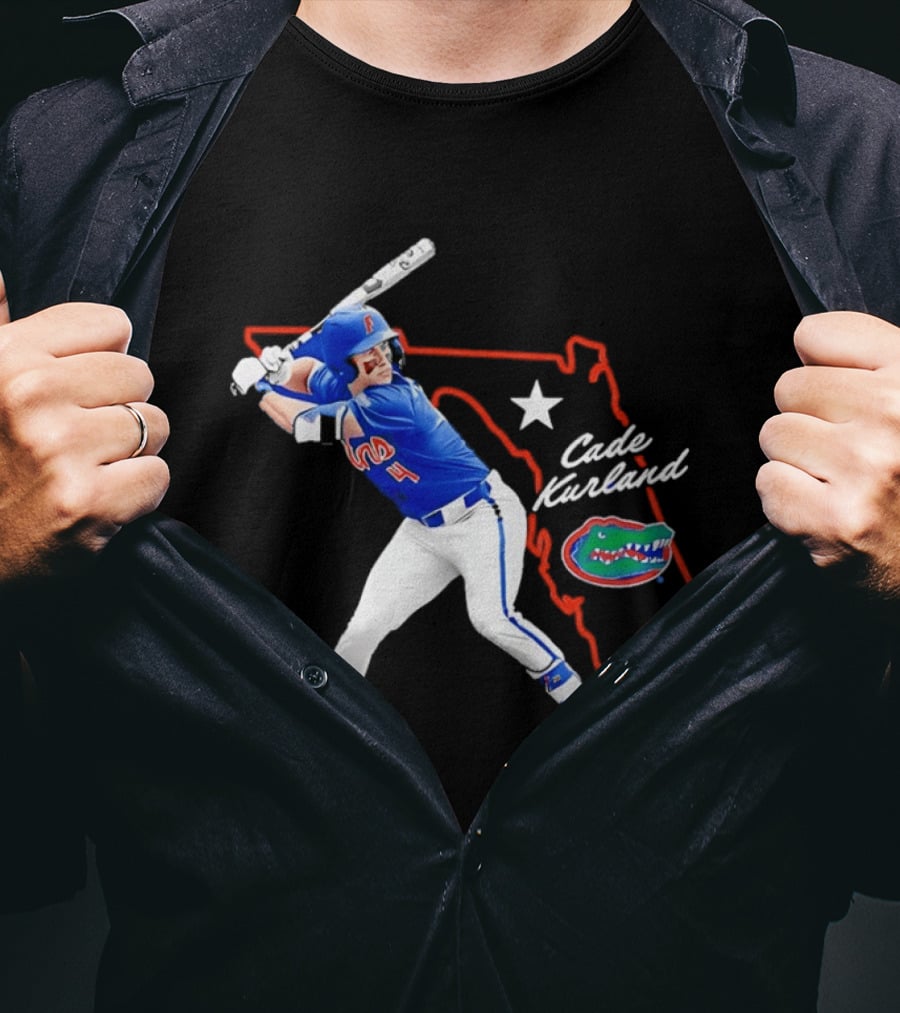 Cade Kurland Florida Gators Men's College Baseball NCAA Florida Outline Star Gators T-Shirt