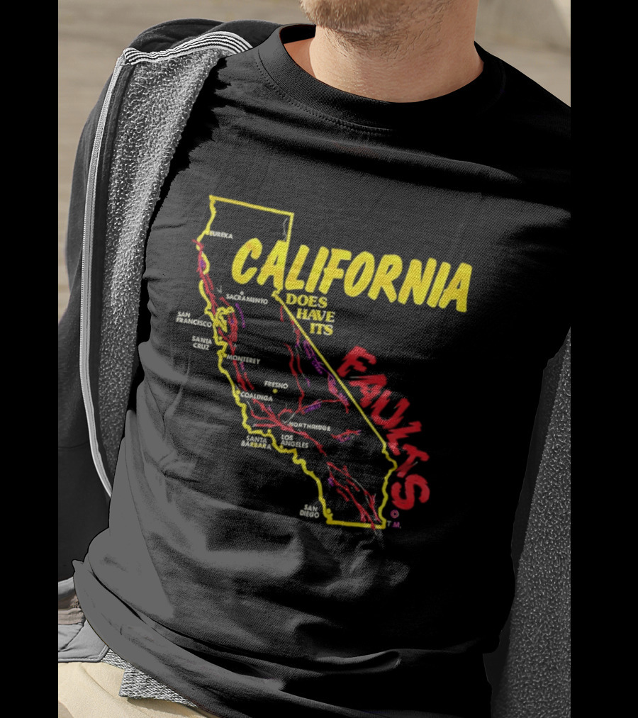 California State Map Geological Fault Lines San Francisco Los Angeles Faults T-Shirt