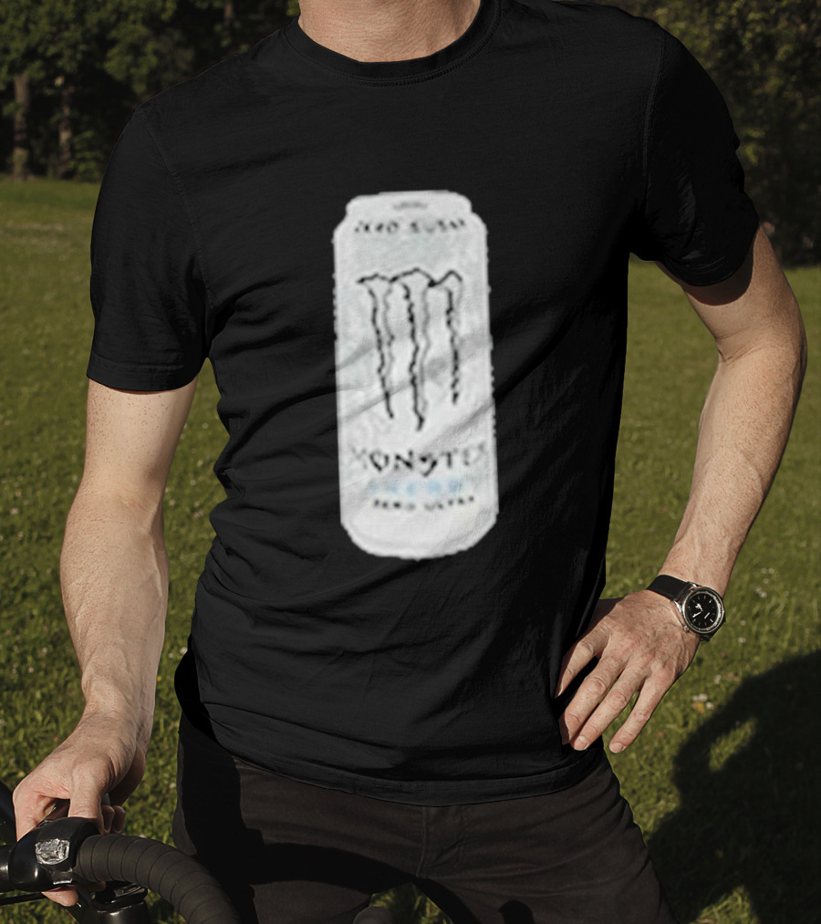 Monster Energy Zero Sugar White Can Patch T-Shirt