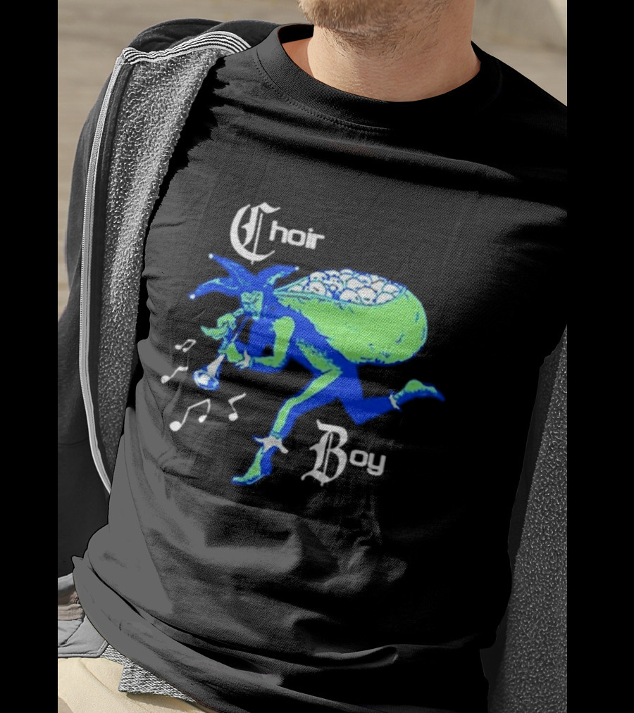 Choir Boy Running Jester With Bag Of Bones And Musical Notes T-Shirt