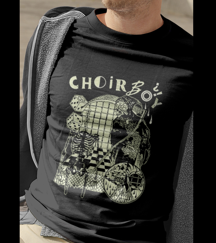 Choir Boy Reaper Skeleton Chessboard T-Shirt
