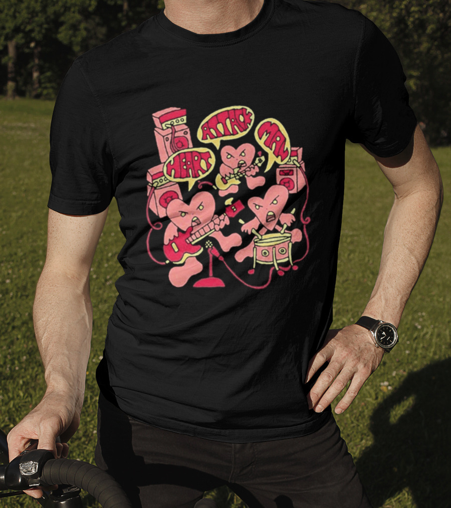 Heart Attack Man Band Of Hearts Playful Cartoon Musicians T-Shirt