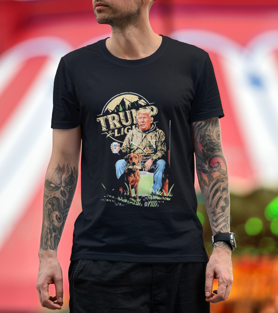 Trump Light Countryside Hunting With Dog And Beer T-Shirt