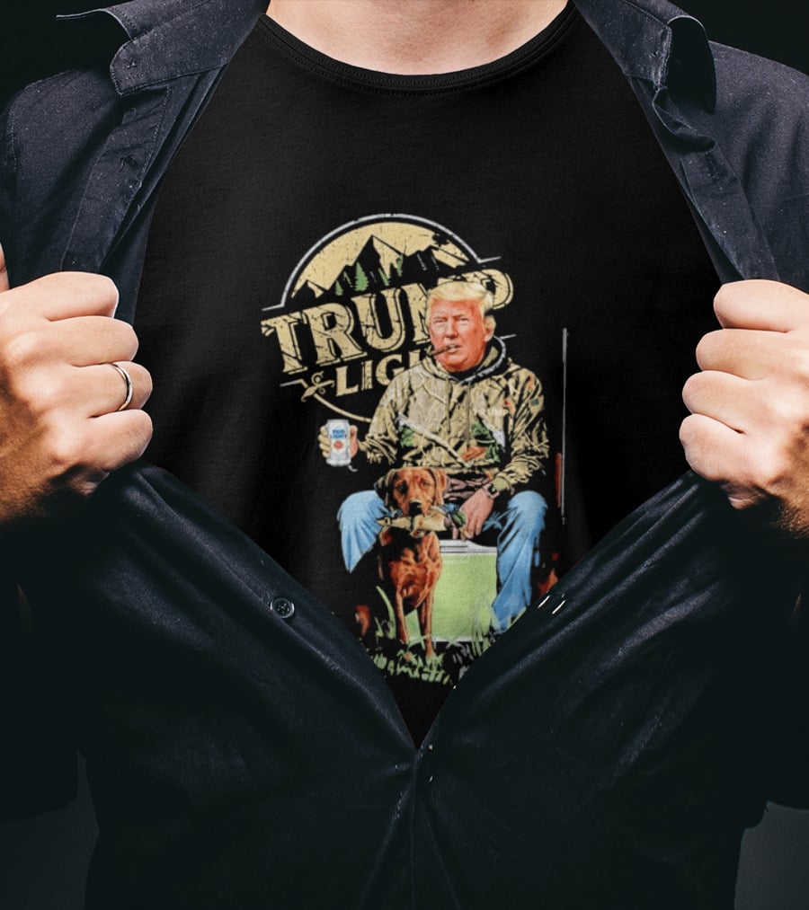 Trump Light Countryside Hunting With Dog And Beer T-Shirt