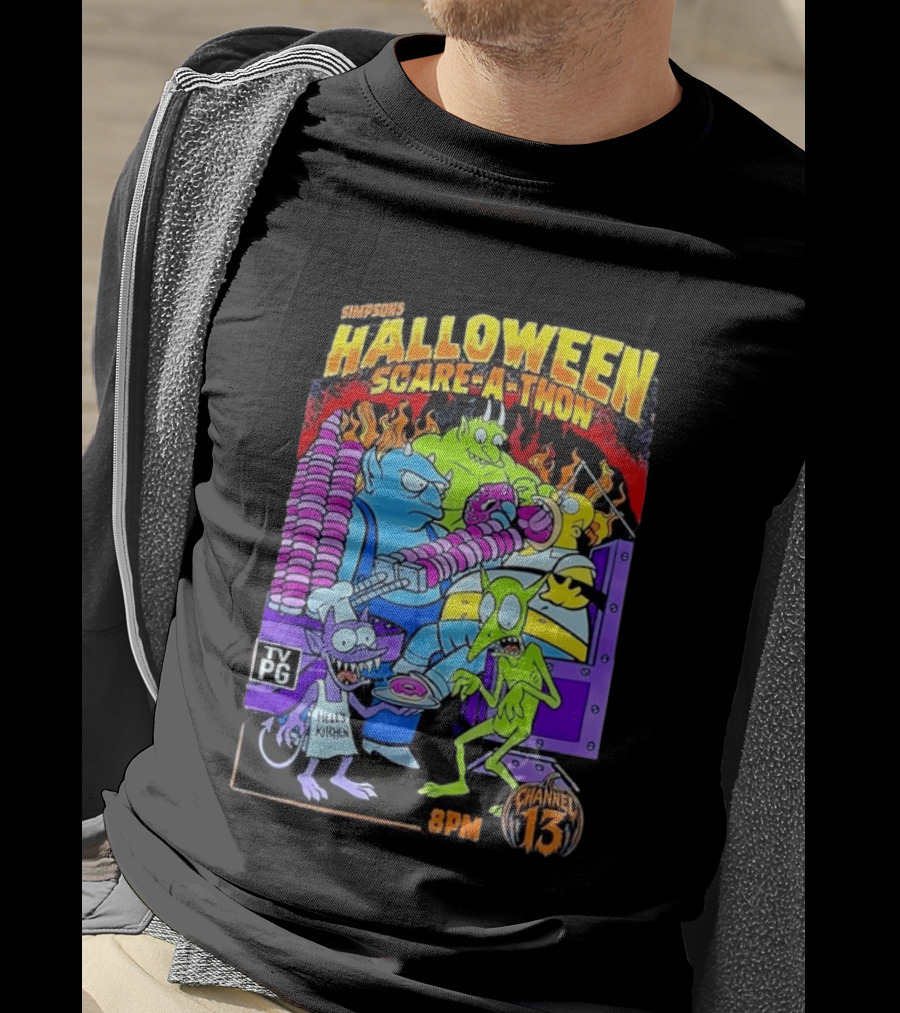 Simpsons Halloween Scare A Thon TV PG 8PM Channel 13 Hell's Kitchen Monsters And Aliens T-Shirt