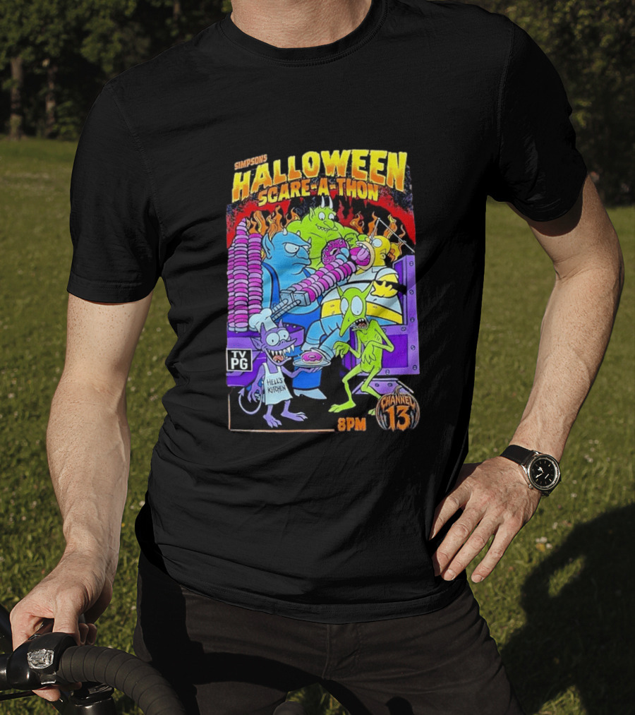 Simpsons Halloween Scare A Thon TV PG 8PM Channel 13 Hell's Kitchen Monsters And Aliens T-Shirt