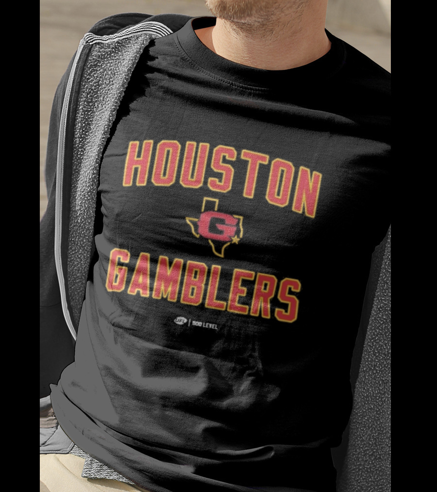 Houston Gamblers UFL Texas Map Letter C T-Shirt