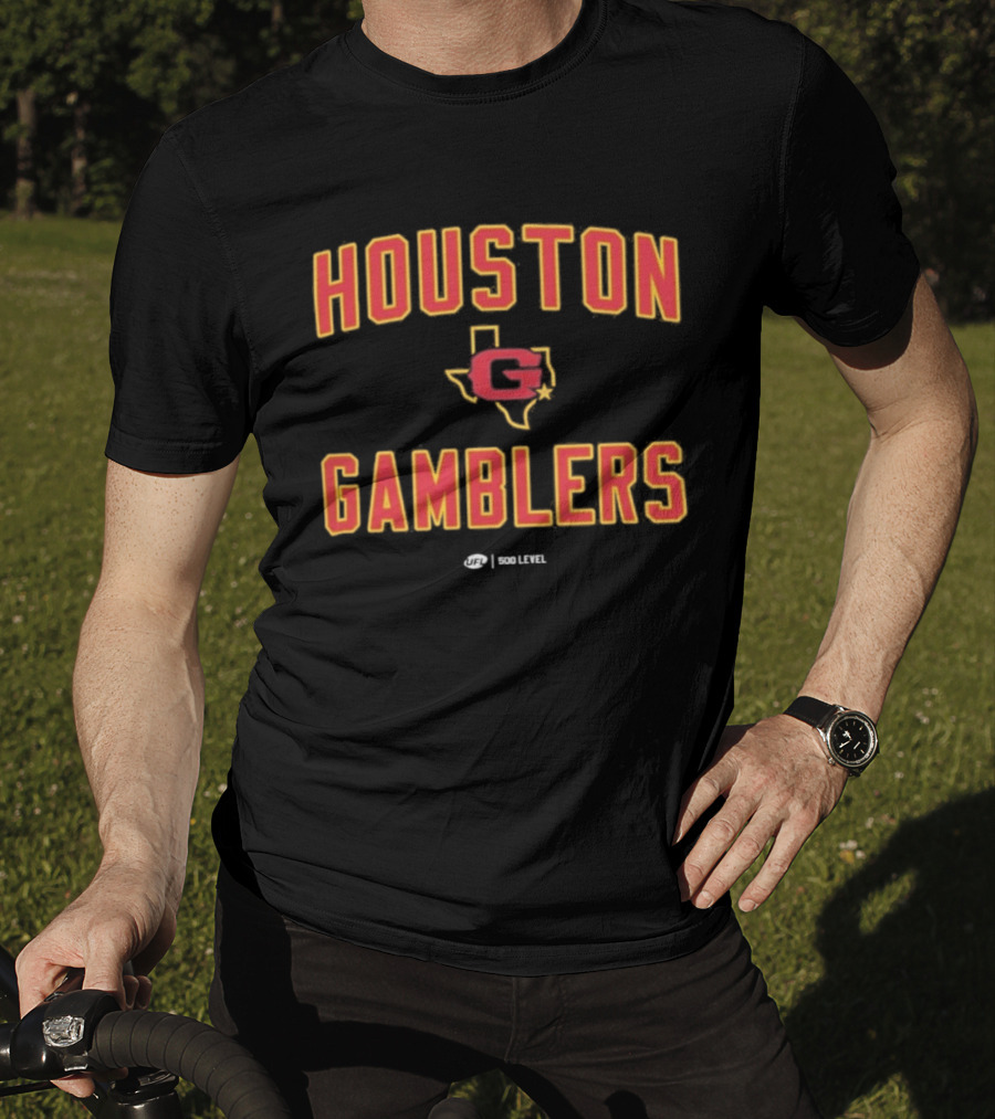 Houston Gamblers UFL Texas Map Letter C T-Shirt