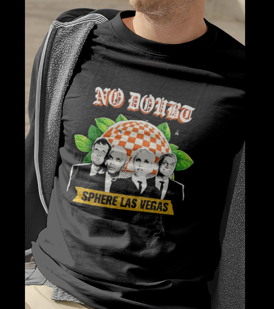 No Doubt Sphere Las Vegas Checkered Umbrella Band Members And Leaves T-Shirt