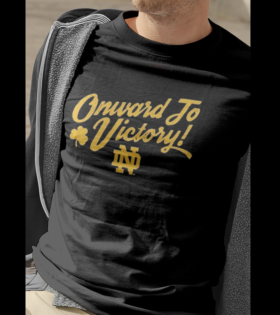 Notre Dame Onward To Victory ND Logo And Shamrock T-Shirt