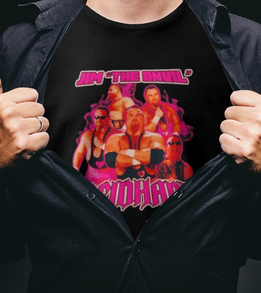 Jim Neidhart The Anvil Wrestler Pink Collage Neidhart T-Shirt
