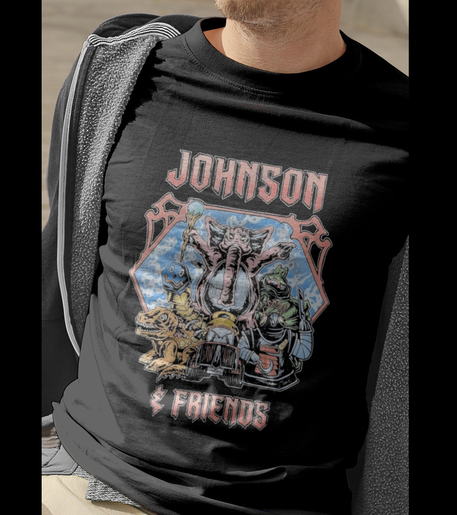 Johnson And Friends Elephant Dinosaur Robot Cartoon T-Shirt