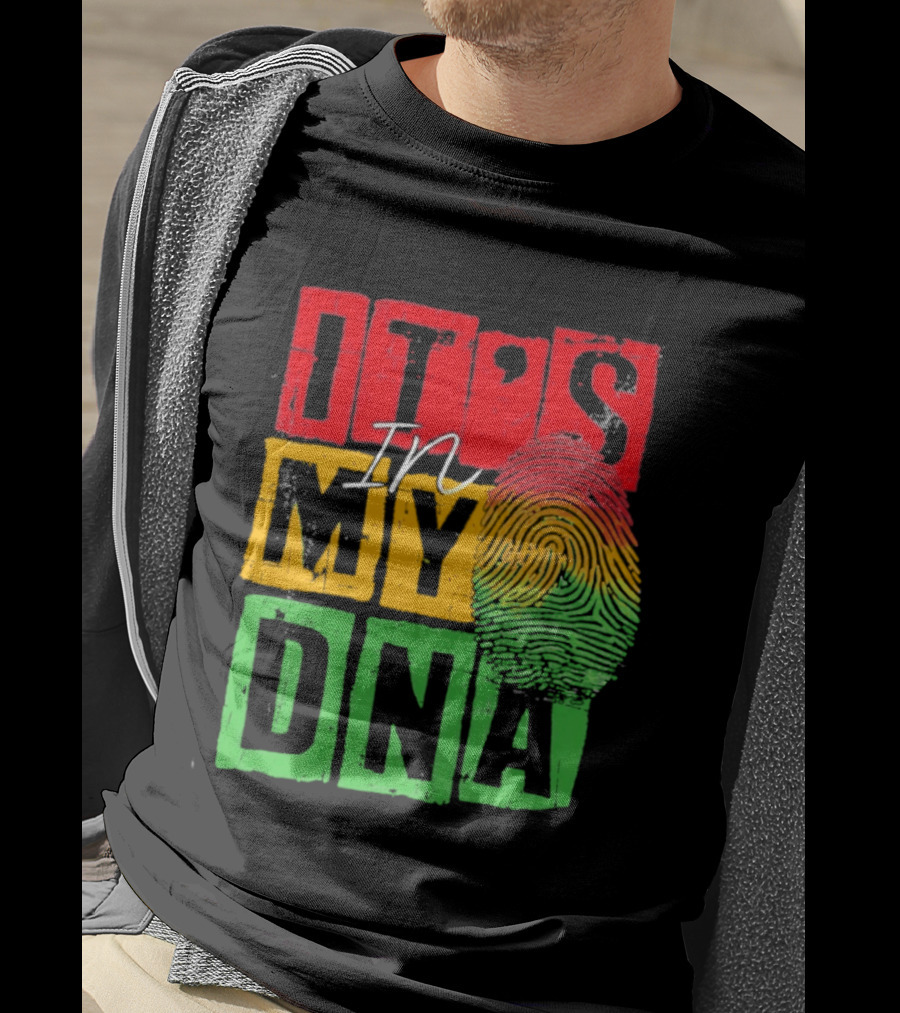 Juneteenth Black Queen It's In My DNA Fingerprint Red Yellow Green T-Shirt