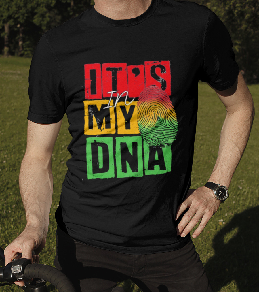 Juneteenth Black Queen It's In My DNA Fingerprint Red Yellow Green T-Shirt