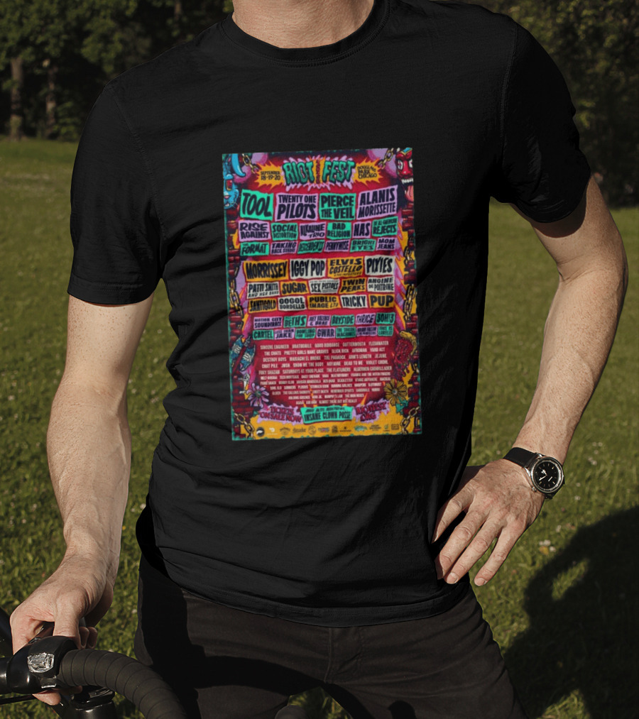 Riot Fest 2026 Lineup Featuring Tool Nine Inch Nails Iggy Pop Pixies Chicago T-Shirt
