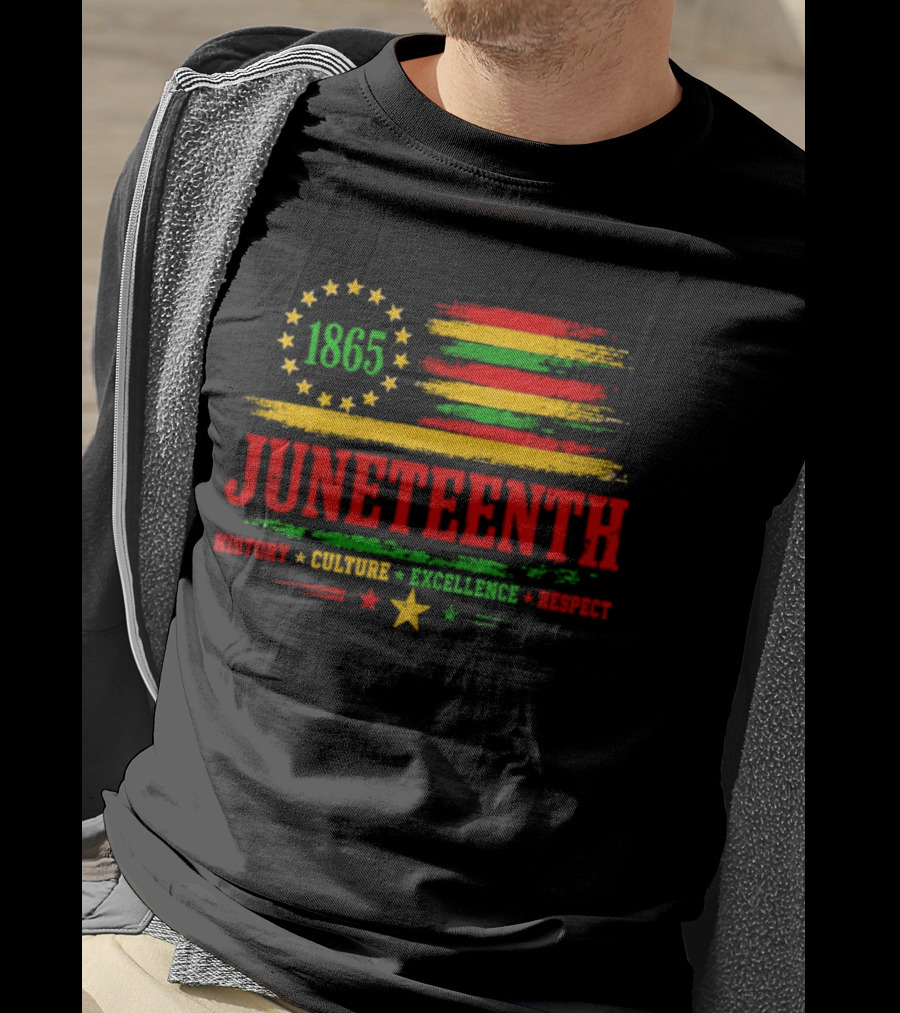 Juneteenth 1865 Flag History Culture Excellence Respect T-Shirt