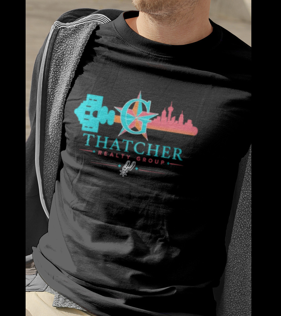 San Antonio Spurs Thatcher Realty Group City Skyline And Key T-Shirt