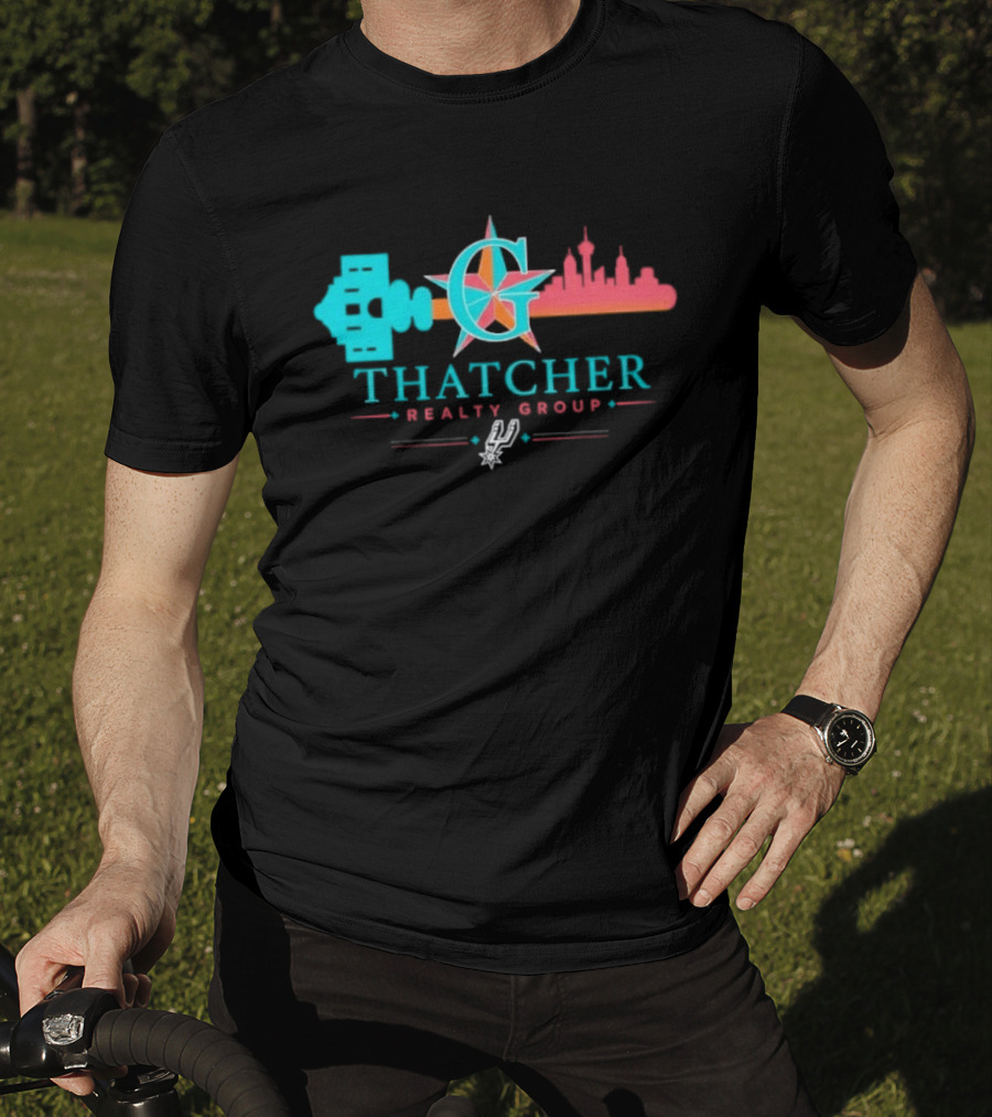 San Antonio Spurs Thatcher Realty Group City Skyline And Key T-Shirt