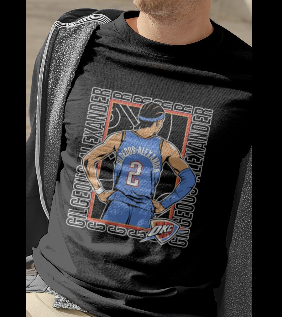 Shai Gilgeous Alexander Oklahoma City Thunder Number 2 Player Pose Repeat T-Shirt