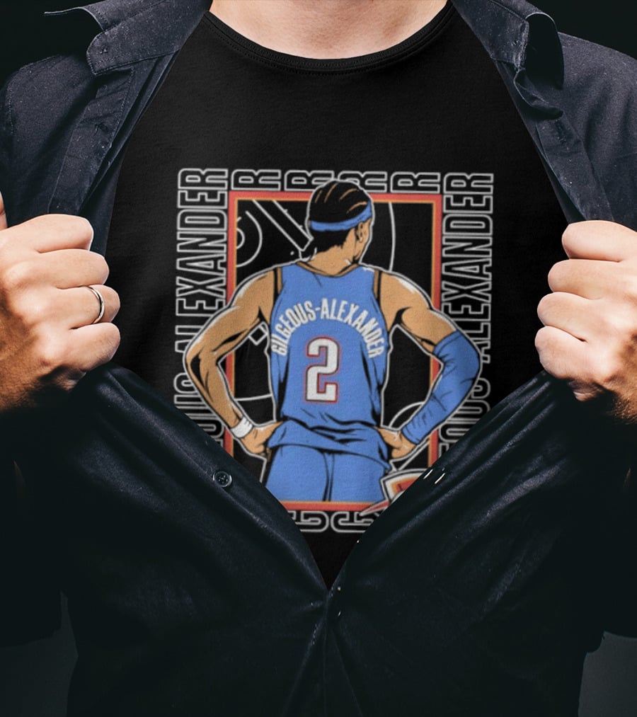Shai Gilgeous Alexander Oklahoma City Thunder Number 2 Player Pose Repeat T-Shirt