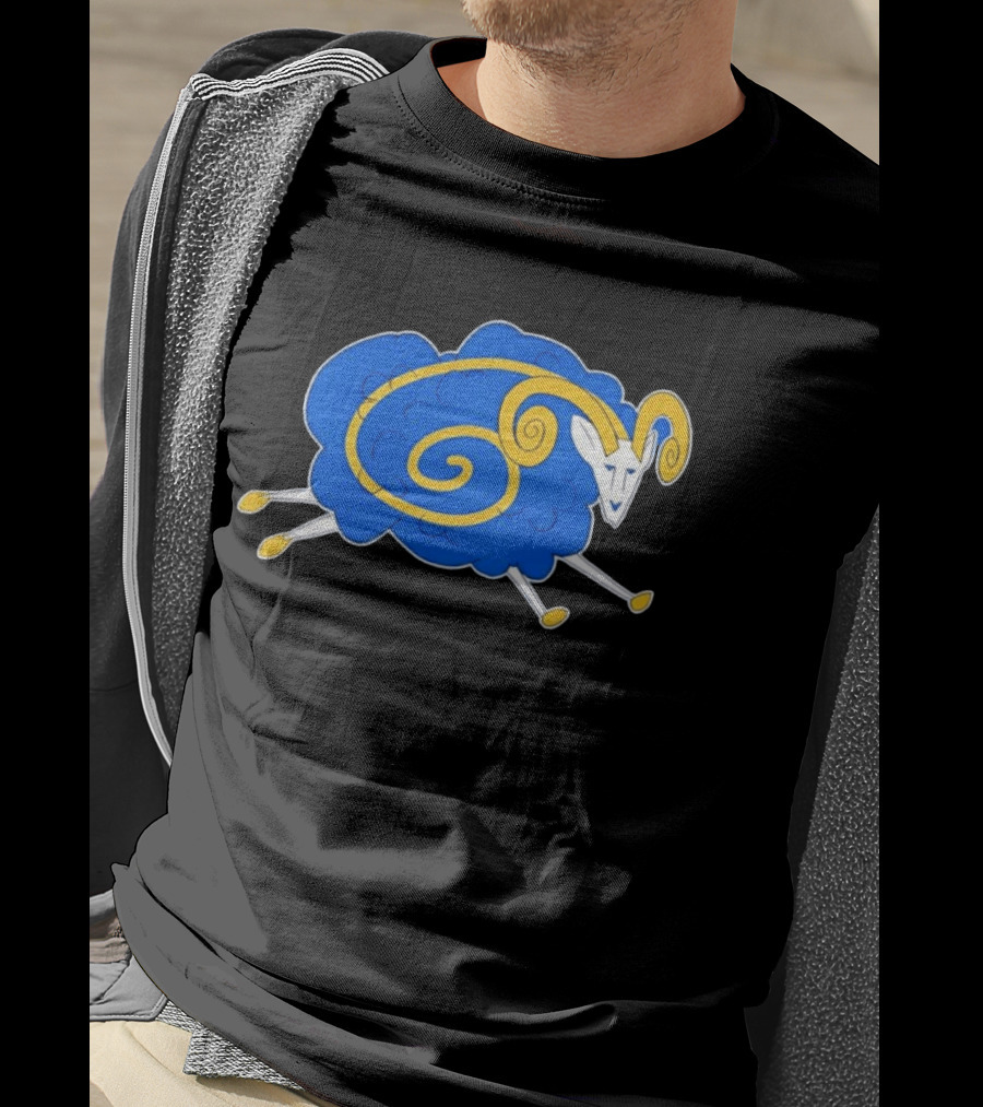 Los Angeles Rams Cursed Spiral Blue Sheep T-Shirt